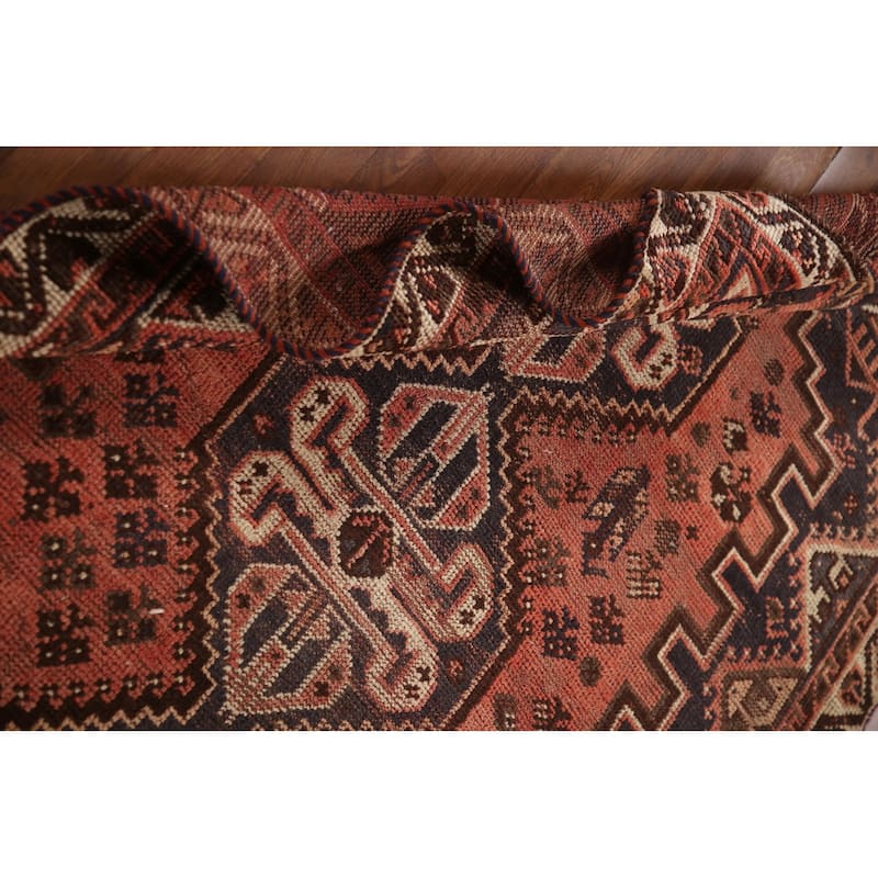 Hand-knotted Vegetable Dye Qashqai Persian Antique Area Rug - 5'0"x 7'7"