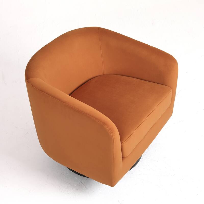 Velvet Low-Back Barrel Chair 360° Swivel Accent Armchair
