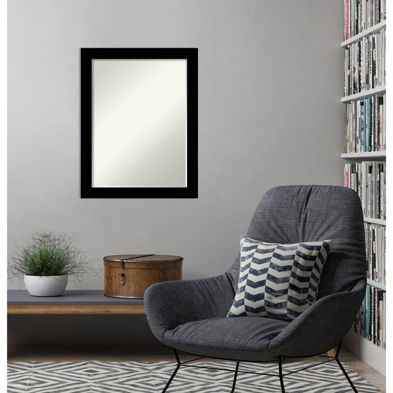 Brushed Half-Inch-Bevel Framed Wall Mirror - Brushed Black - Glass Size 18x24