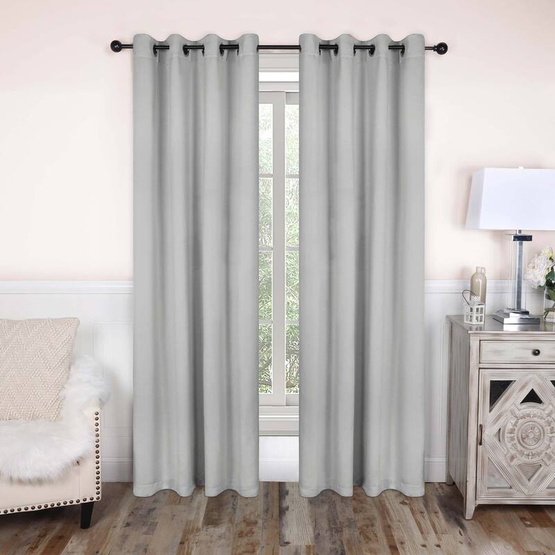 Superior Solid Machine Washable Room Darkening Grommet Curtains, Set of 2
