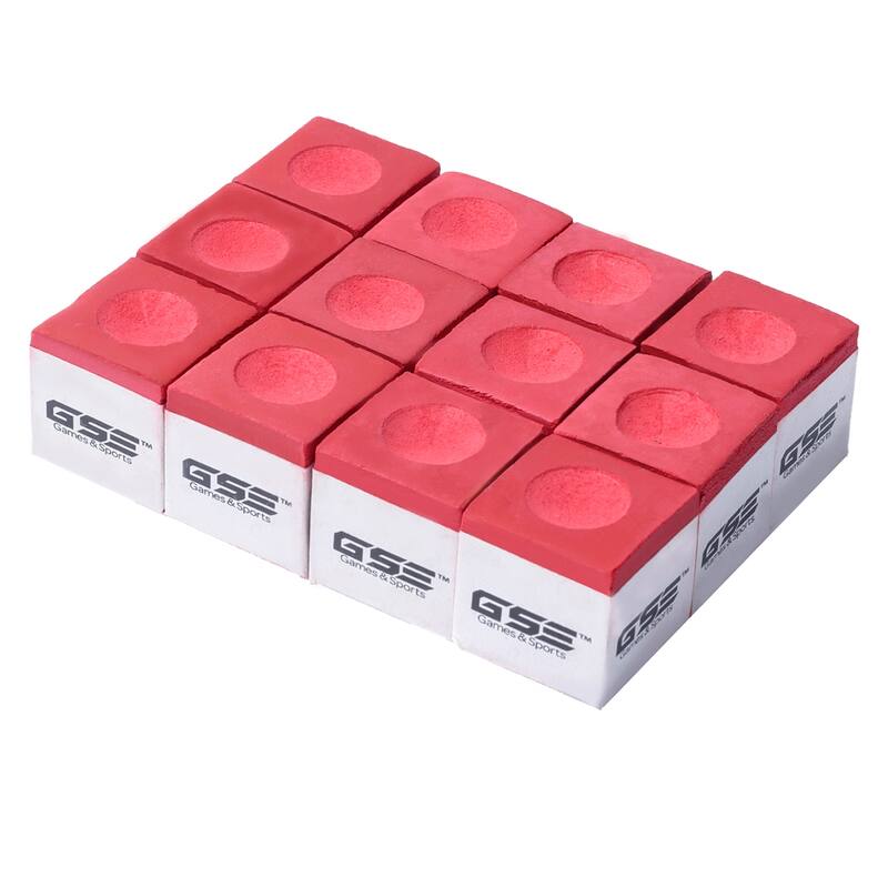 GSE™ 12-Pack Billiard/Pool Cue Chalks, Billiard Pool Table Accessories - Red