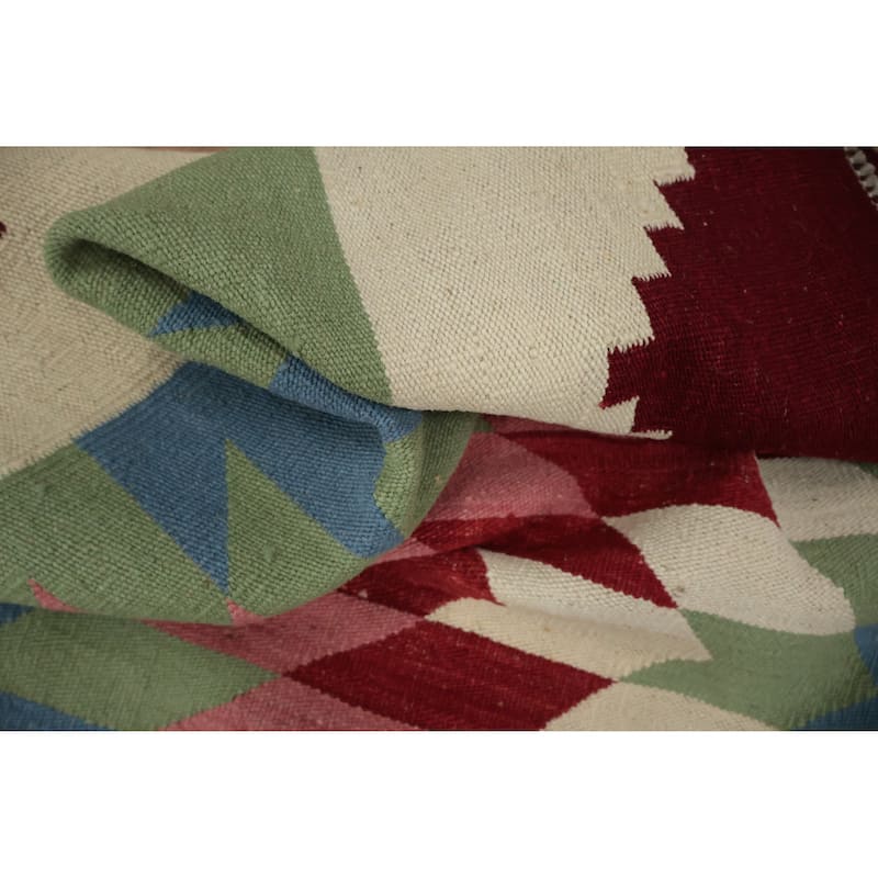 Hand Woven Oriental 100% Wool Carpet Southwestern Tribal Multi-Colored Kilim Area Rug - 9' 0'' X 6' 3''