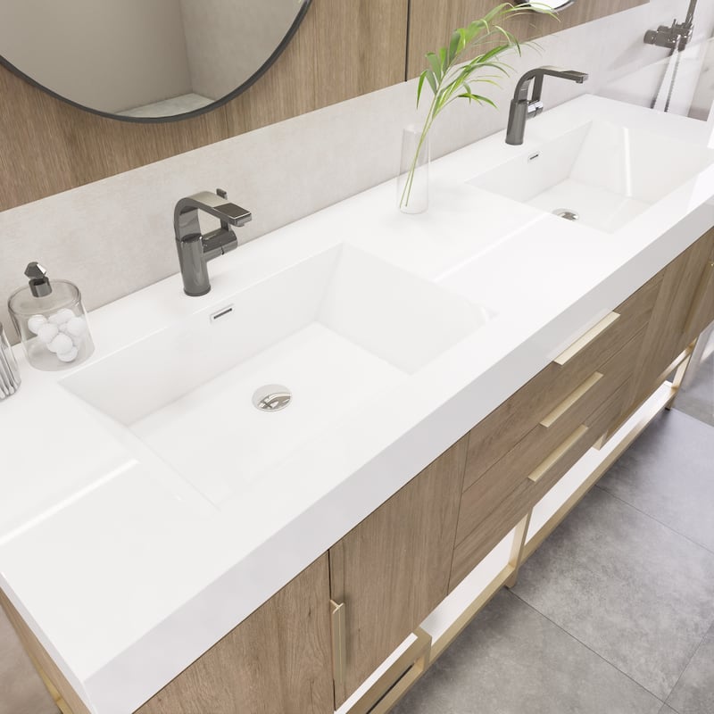 Noble 72" Free Standing Vanity with Reinforced Acrylic Double Sink - 72" Width