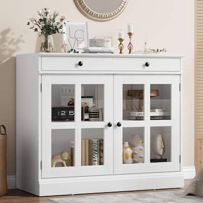 35.4" Sideboard Buffet Cabinets with Glass Door