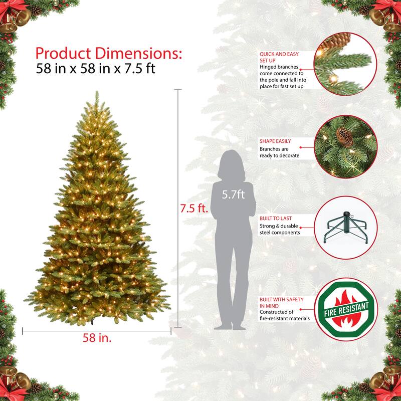 Puleo International 7.5 ft. Pre-Lit Fraser Fir Artificial Christmas Tree with 750 Dual Color LED Lights