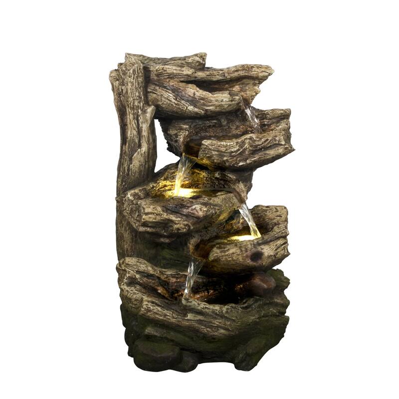 LED Lighted Multi Level Cascade Branches Garden Water Fountain- 20"