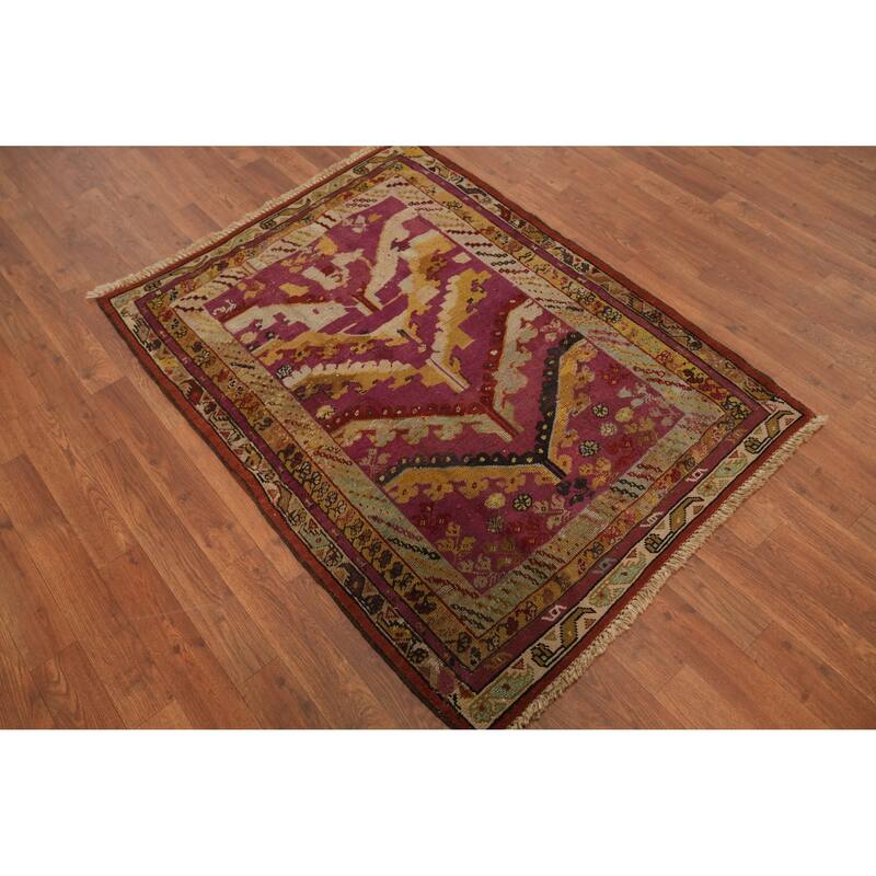 Antique Vegetable Dye Handmade Oushak Turkish Rug 3x4 - 4' 4'' X 3' 3''