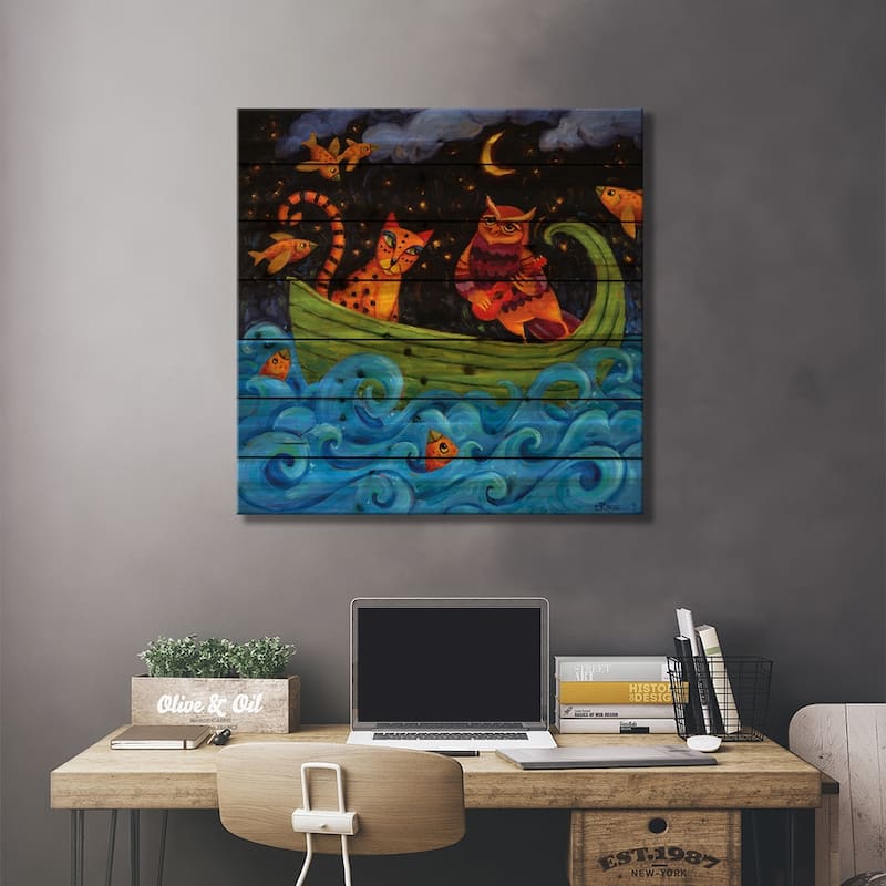 Love Boat Print On Wood by Cindy Revell - Multi-Color