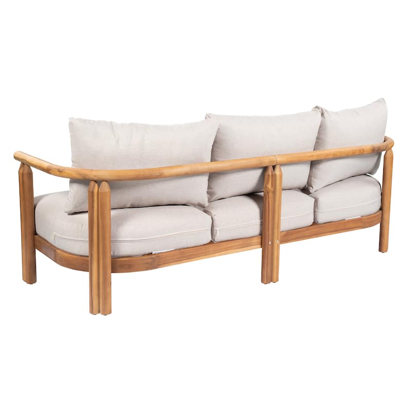 Christopher Knight Home - Outdoor Acacia Wood 3-Seater Sofa with Cushions