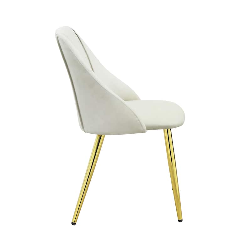 HomeRoots Set of Two White and Gold Upholstered Faux Leather And Metal Dining Side Chairs - 20.00 in. x 33.00 in. x 20.00 in.