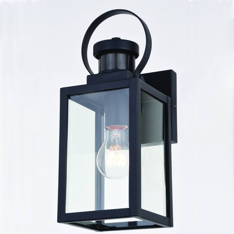 Medinah Motion Sensor Dusk to Dawn Outdoor Wall Light Clear Glass - 5-in. W x 13.25-in. H x 6.5-in. D