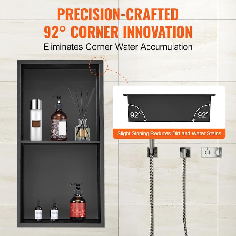 VEVOR No Tile Shower Niche 304 Stainless Steel,Sealed Waterproof Rust