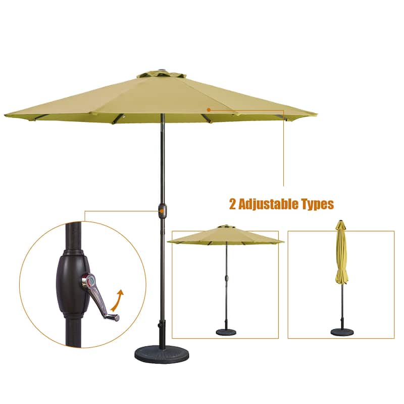 Clihome 9 Ft Aluminum Patio Market Umbrella with Tilt & Crank