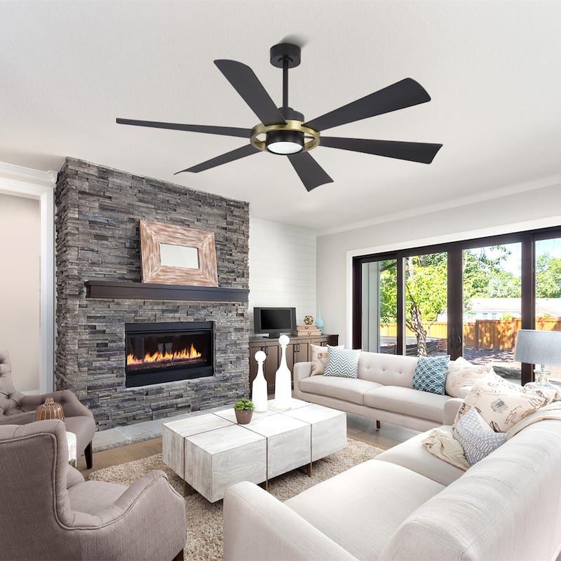 60 in. 6-Plywood Blades Indoor LED Ceiling Fan with Remote