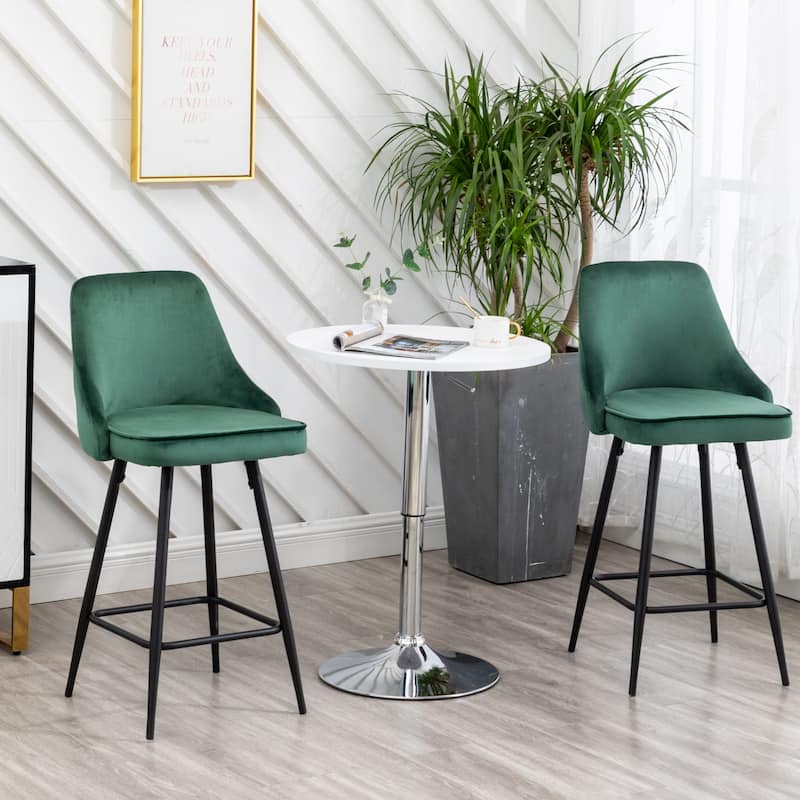 Zainab Premium Velvet Upholstered Contemporary Dining Bar Stools (Set of 2 )