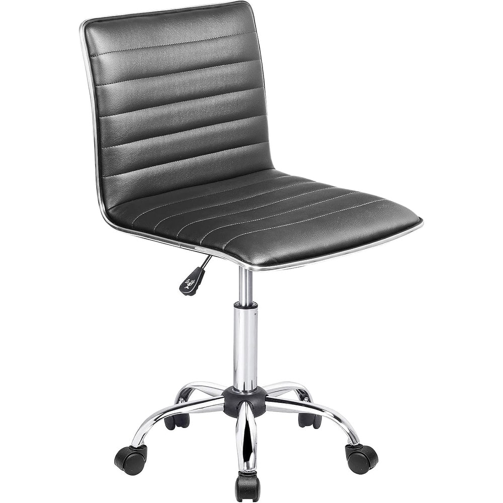 BOSSIN Adjustable Home Office Chair, Mid-Back Armless Ribbed Swivel Task Chair,Vanity Chair for Small Space, Livingroom Make-up