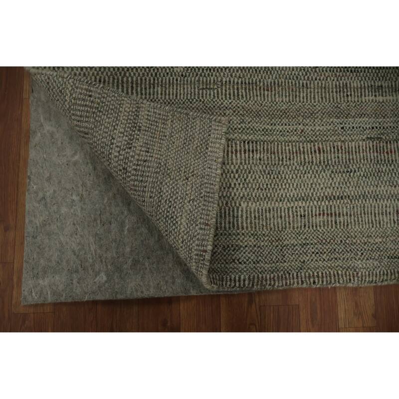 Hand Knotted Oriental 100% Wool Carpet Modern All-Over Greys & Charcoal Gabbeh Area Rug - 14' 2'' X 11' 4''