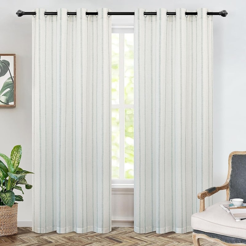 DriftAway Farmhouse Linen Blend Blackout Curtains - 52" Width X 84" Length - Green