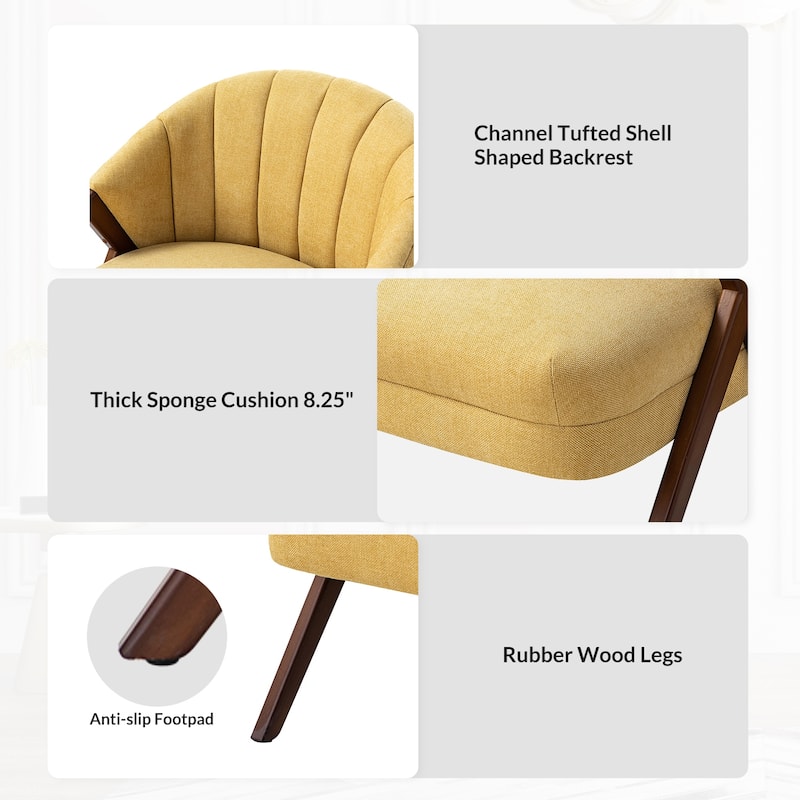 Vivian Mid-century Barrel Chair with a Scalloped Back by HULALA HOME