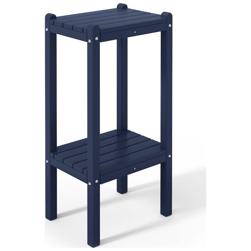 Polytrends Laguna Hdpe All Weather Outdoor Patio Two Shelf Square Table