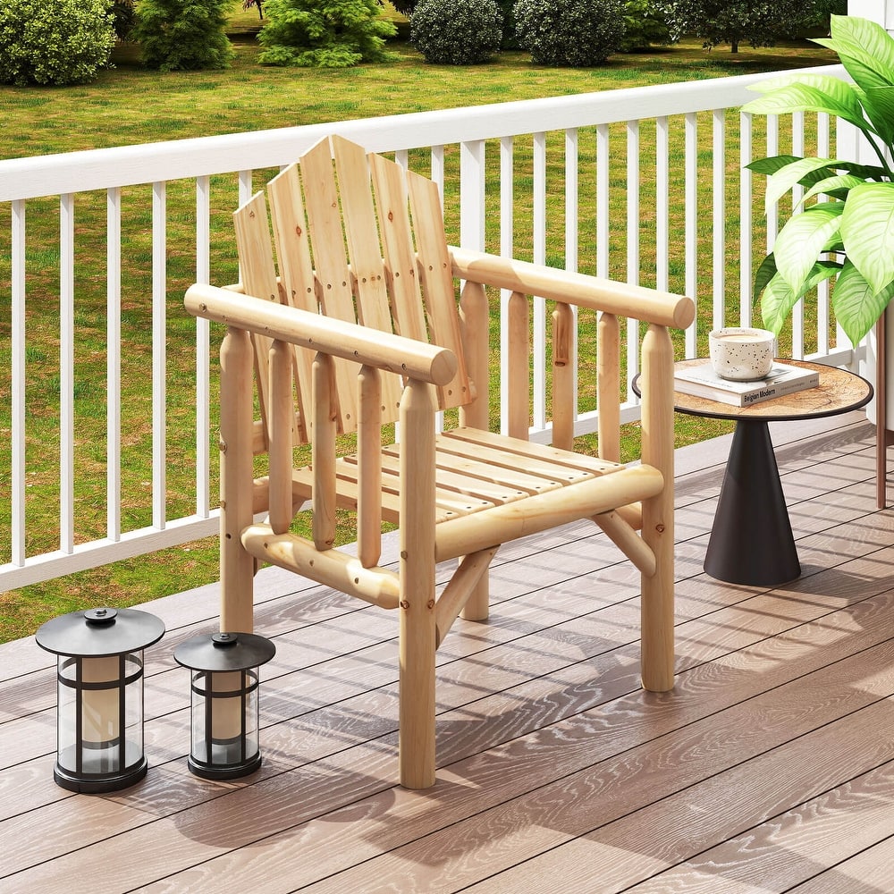 Costway 1/2/4 PCS Outdoor Wood Armchair with Armrests and Reclined - See Details