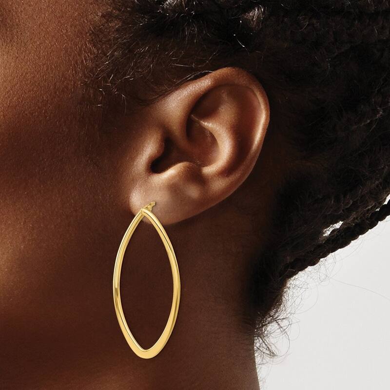 Curata 14k Yellow Gold Polished Oval Hoop Earrings - 44.73x23.32mm