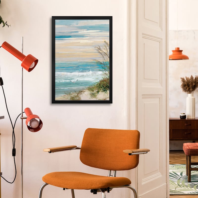 Beach at Dusk Premium Framed Poster by Sally Swatland