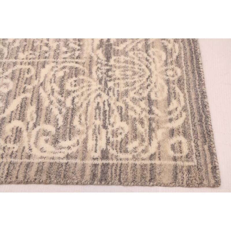ECARPETGALLERY Hand Loomed Elysian Grey Wool Rug - 8'2 x 10'0
