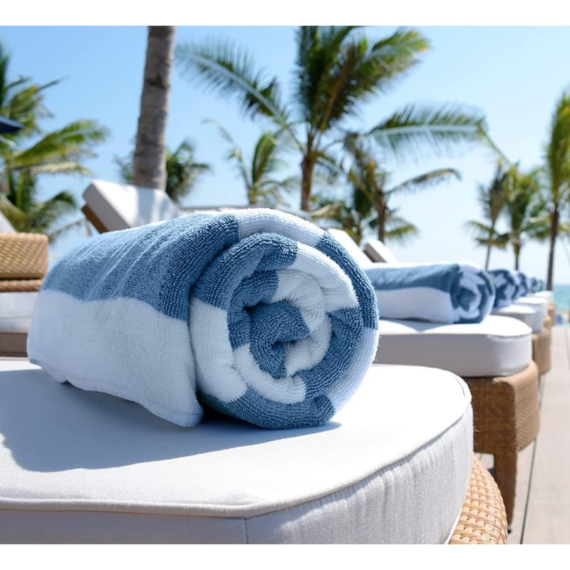 White Classic Luxury Cabana Striped Oversized Beach Towel 35x70" | Set of 2