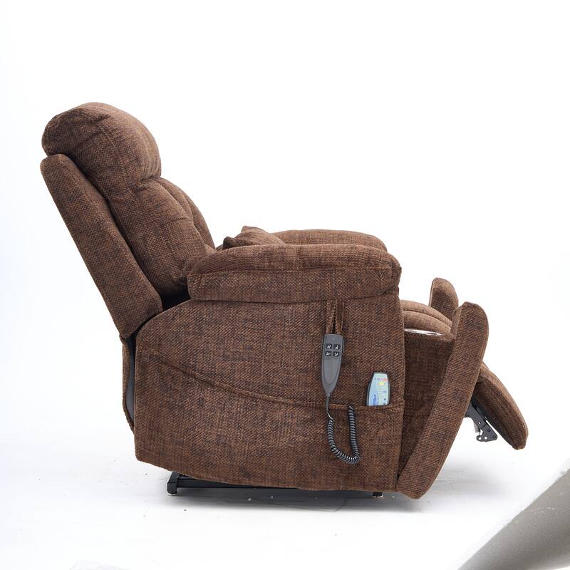 Velvet Oversized Power Lift Recliner Chair, 180° Flat with Massage