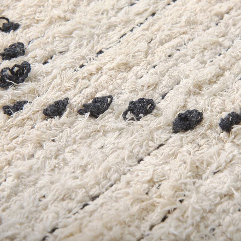 Calvert 5 x 8 Gray Cotton Hand Woven Diamond Patterned Rug - 96.0L x 60.0W x 0.4H