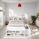 preview thumbnail 1 of 7, Full Size Platform Bed with Bookcase Headboard, Under Bed Storage Drawers and Bed End Storage Case, White
