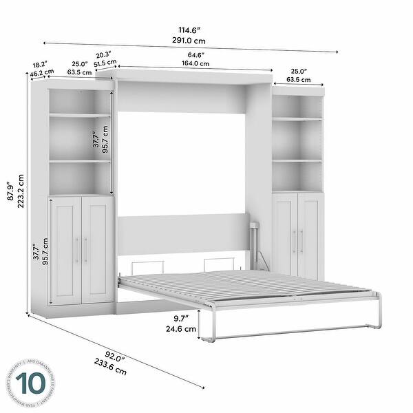 Pur Queen Murphy Bed with Closet Storage Organizers (115W) by Bestar