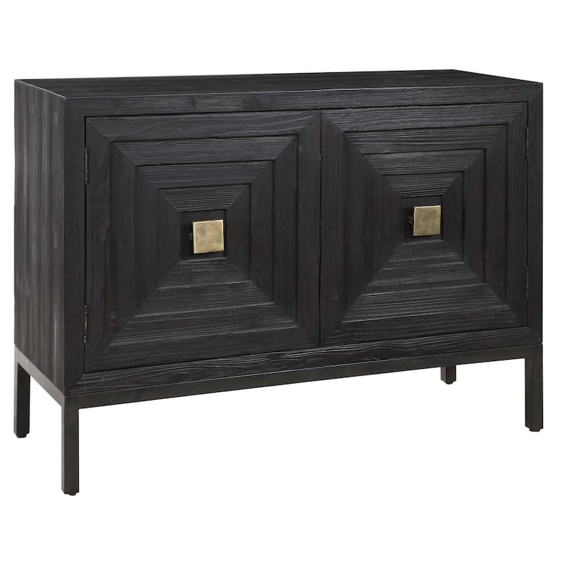 43" Black and Bronze Contemporary 2 Door Cabinet