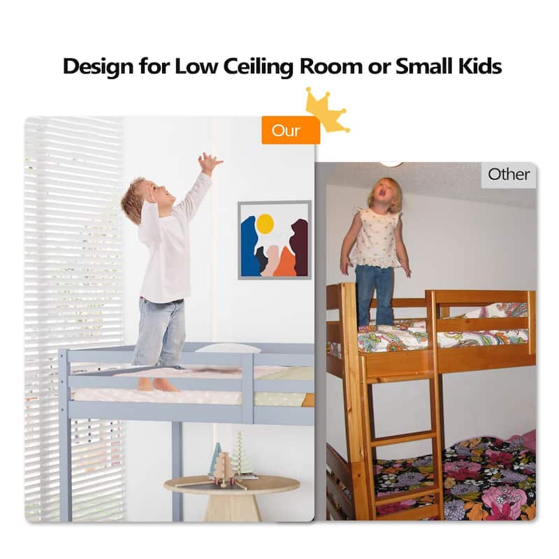 Espresso Wood Junior Loft Bed with Stairs for Adults, Kids and Young Teens