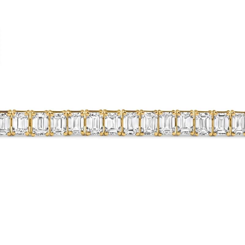 Bliss Diamond 15Ct Emerald Cut Diamond Tennis Bracelet 7" Yellow Gold Lab Grown