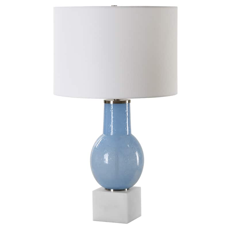 Uttermost Clear Sky Blue Glass Table Lamp - 28'' H X 16'' W X 16'' D
