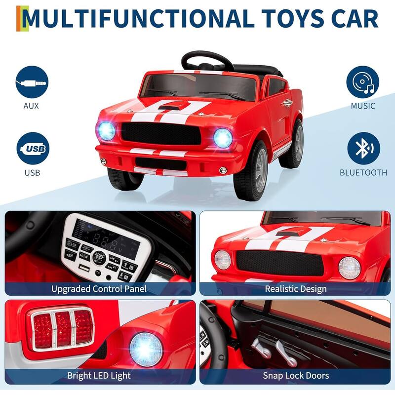 12v Electric Vehicle Licensed Shelby GT350 Ride on Car Toy for Kids Best Gifts