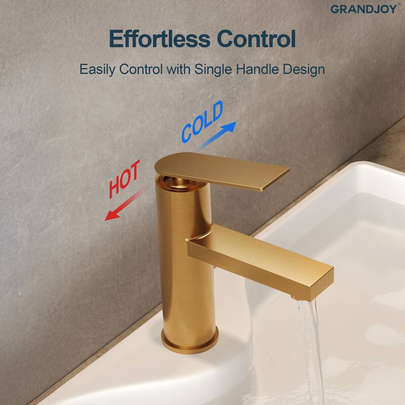 GRANDJOY 2-Pack Modern Single Handle Bathroom Vanity Faucet, Single-Hole Installation