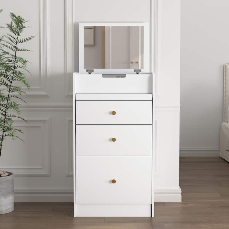 Small Vanity Desk with Mirror - Makeup Vanitys Set Make up Table with Chair