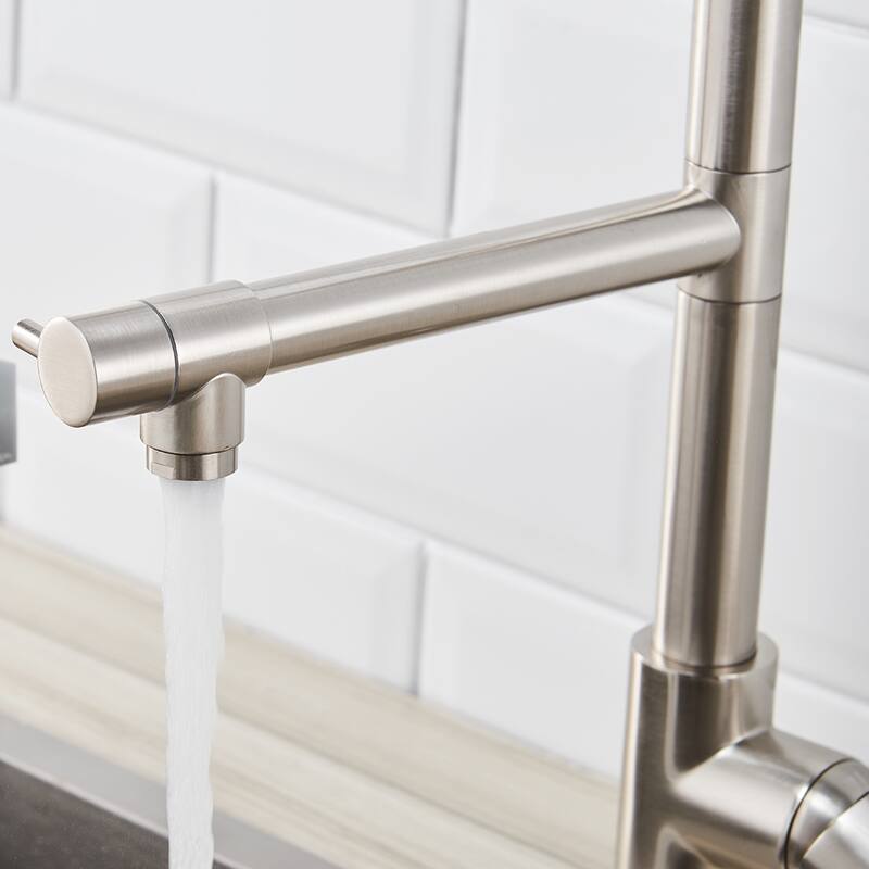Commercial Kitchen Faucet Pull Down Sprayer Brushed Nickel,Single Handle Kitchen Sink Faucet
