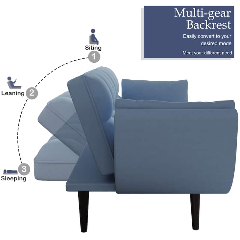 57 " Velvet Soft Sofa Fit Apartment Bedroom Small Space