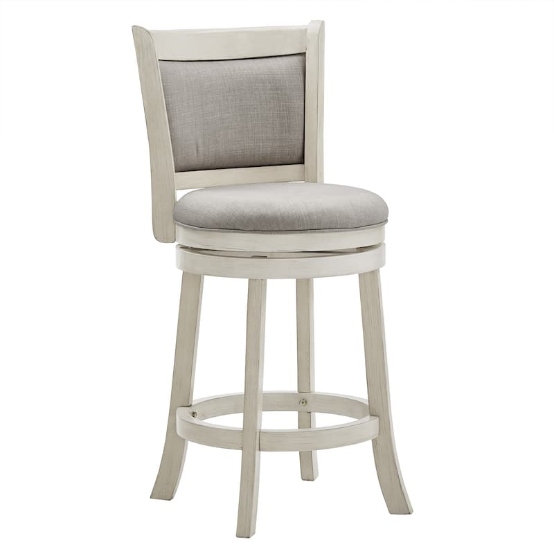 Verona Panel Back Swivel Counter Height Stool by iNSPIRE Q Classic - Antique White-Grey Linen