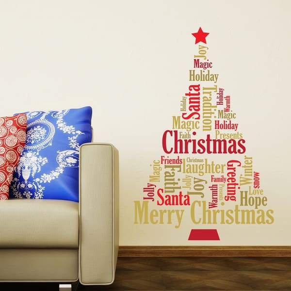 Shop Walplus Wall Sticker English Quote Christmas Tree Festive Home Decor Overstock 31770433