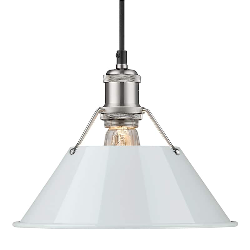Yep by Golden Lighting Orwell 1-light 10in Pendant in Pewter and Dusky Blue shade - Silver