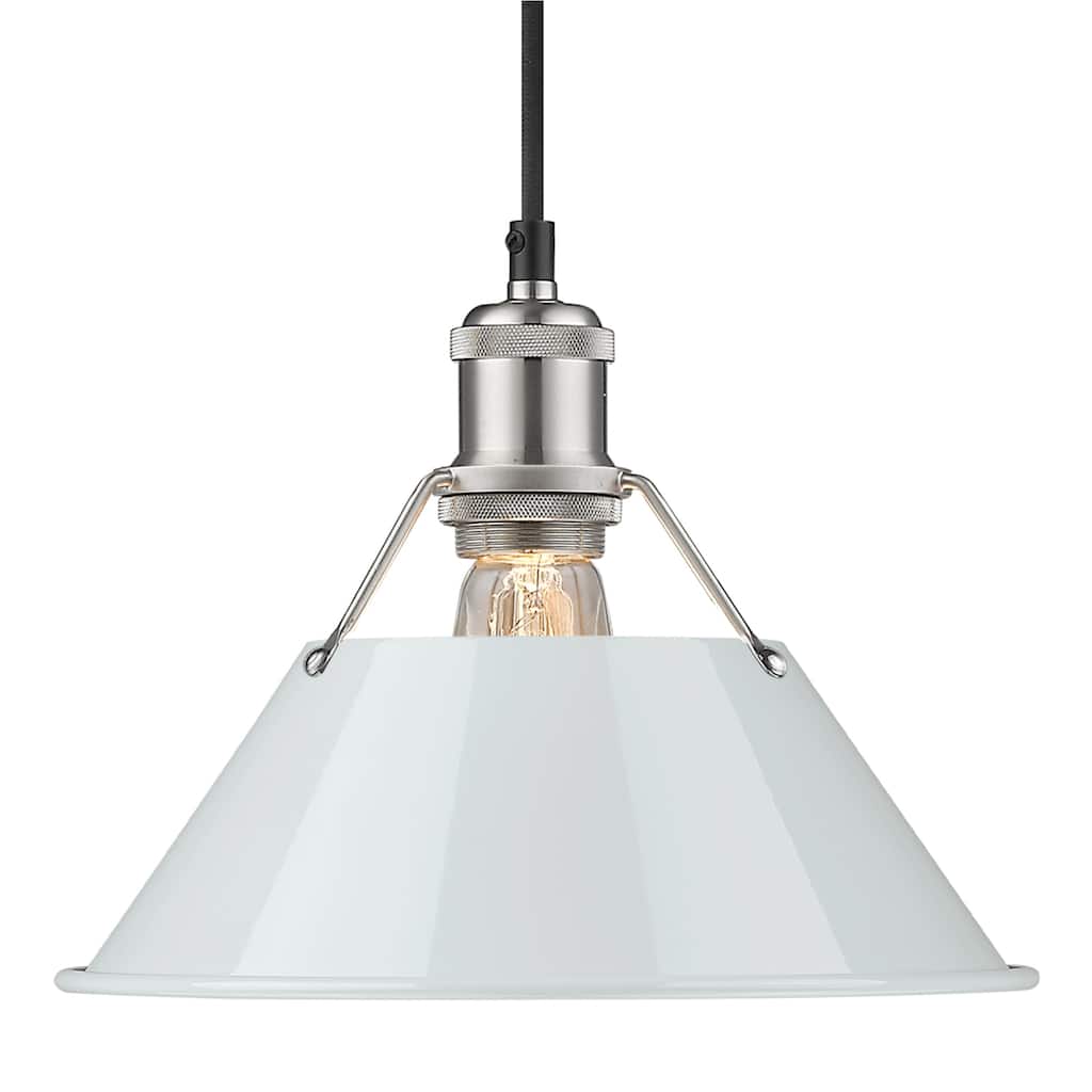 Yep by Golden Lighting Orwell 1-light 10in Pendant in Pewter and Dusky Blue shade - Silver