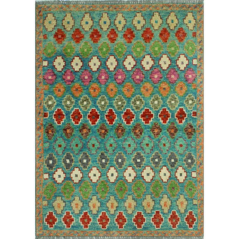 Balochi Ahriman Blue/Gold Rug - 3'4" x 4'9"