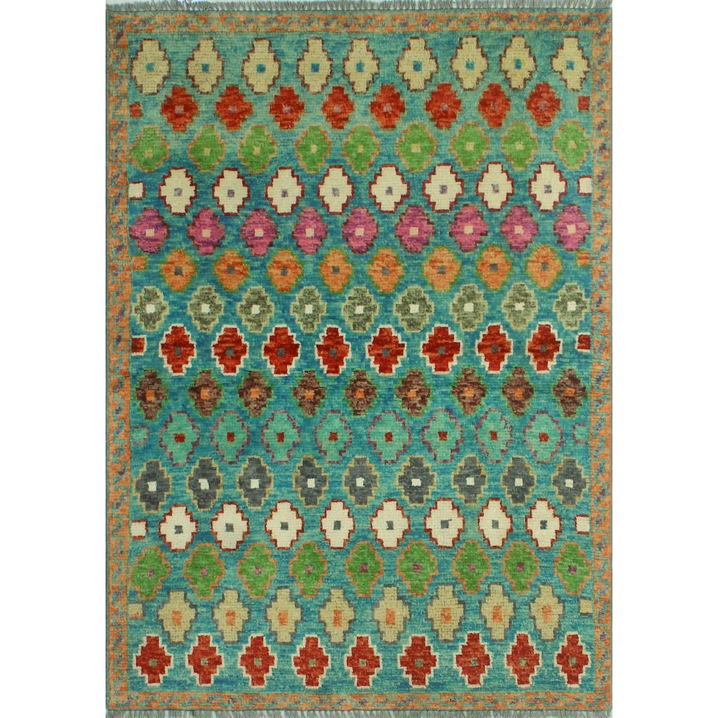 Balochi Ahriman Blue/Gold Rug - 3'4" x 4'9"