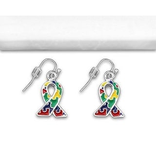Autism and Aspergers Awareness Ribbon Earrings - Hanging