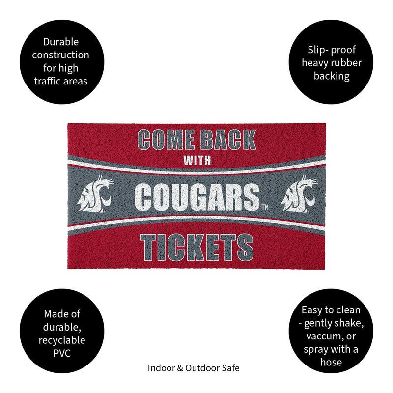Washington State University 28 in. x 16 in. PVC "Come Back With Tickets" Trapper Door Mat